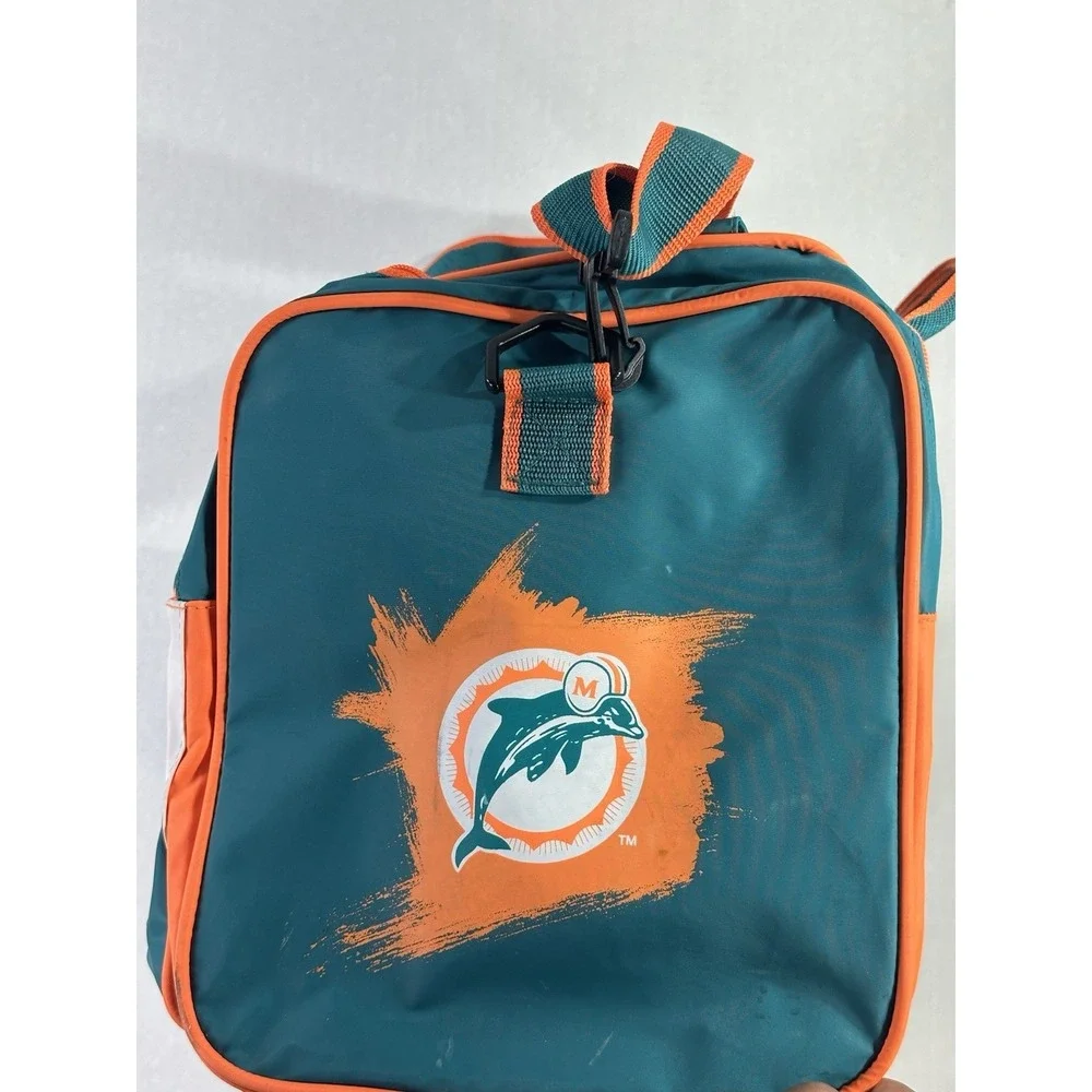 Vintage Miami Dolphins NFL Team Duffel Bag Teal Orange Gym Travel Equipment